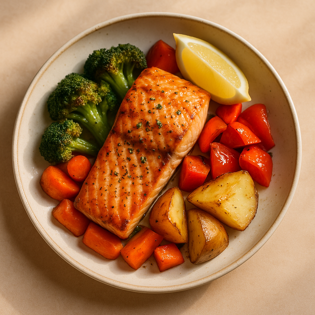 Grilled salmon plate